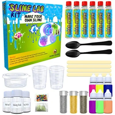 Abbildung von Desire Deluxe Schleim Set (30 teilig) zum selber machen, ideales Slime Spielzeug für Kinder ab 3 4 5 6 7 8 9 10 Jahren, Wissenschaft Lernspiel, Geschenk Jungen und Mädchen