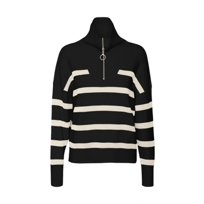 Abbildung von Vero Moda SABA Stripe LS Highneck GA NOOS Strickpullover, Damen, Größe: Small, Black birchstripes
