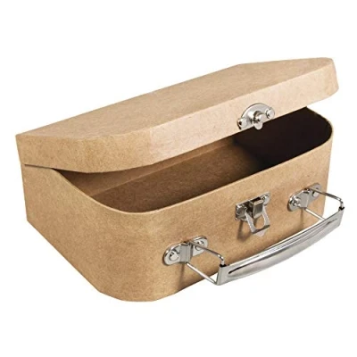 Abbildung von Rayher 67204000 Pappmaché Koffer, 12 x 8,5 5 cm, FSC zertifiziert, mit Metallgriff und Schnappverschluss, kleiner Koffer aus Pappmaché, Bastelkoffer, Utensilienkoffer, Pappmachébox, Natur