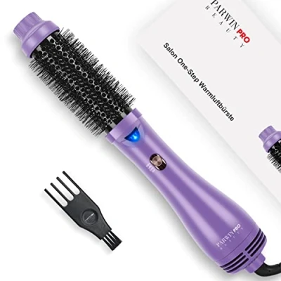 Abbildung von One Step Warmluftbürste Föhnbürste, PARWIN PRO BEAUTY Rundbürstenföhn, 4 in 1 Rund Haartrockner lockenbürste, Ionen Fönbürste Rundbürste für Trocknen, Glätten und Volumen, 1000 Watt, (Lila)