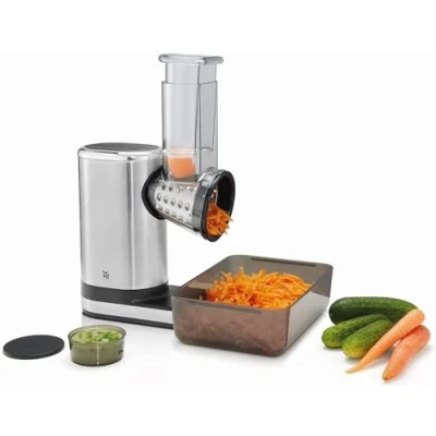 Abbildung von WMF Küchenminis Salat to go, elektrische Gemüseraspel (150 W, Salatzubereiter, elektrischer Gemüseschneider, 5 Einsätze, inkl. go Box)