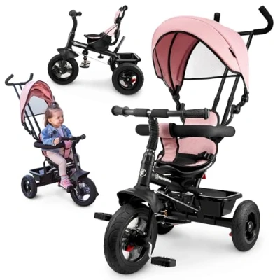 Abbildung von HyperMotion Dreirad ab 1 Jahr mit Schubstange 3 in Kinderfahrzeug für 4 Jahre, bis 20 kg höhenverstellbarem Elterngriff und Schiebelenker, Rosa