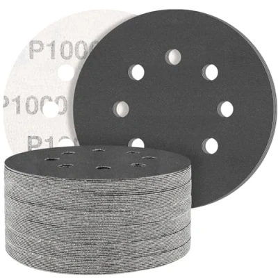 Abbildung von STEBRUAM 50 Stück Siliciumcarbid Schleifpapier 125mm Klett 1000 körnung,Profi 125 Rund 8 Loch Nass und Trocken Schleifscheibe,Besten für Metall Autos