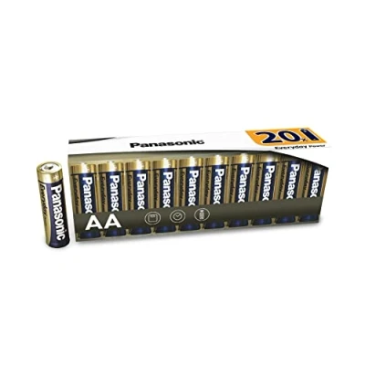 Abbildung von Panasonic AA Batterien EVERYDAY POWER, 20er Pack Alkaline Batterie, AA, Mignon, LR6,1,5V, 100% Karton, plastikfreie Verpackung, für zuverlässige Energie im täglichen Gebrauch