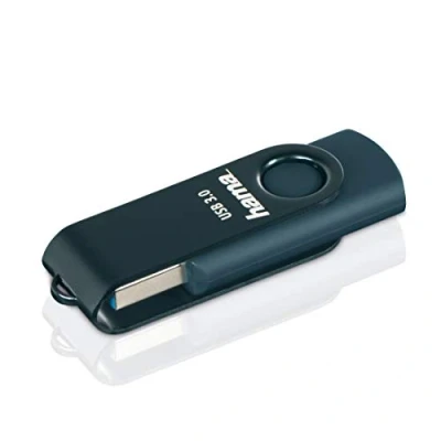 Abbildung von Hama 128 GB USB Stick 3 Datenstick (90 MB/s Datentransfer, mit Öse zur Befestigung am Schlüsselring, Speicherstick, Memory aus Metall, geeignet für Windows/MacBook) Petrolblau