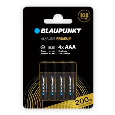 Abbildung von BLAUPUNKT Premium AAA Alkalibatterien Packung mit 4, am besten für Gamecontroller und Spielsachen, LR03BPR/4CP