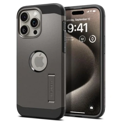 Abbildung von Spigen Hülle für iPhone 15 Pro Tough Armor MagFit Kompatibel mit MagSafe Gunmetal