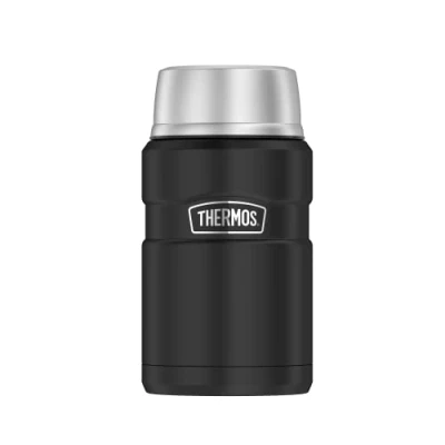 Abbildung von Thermos STAINLESS KING FOOD JAR 0,71l, black mat, Thermosbehälter aus Edelstahl, 14h heiß / 24h kalt, absolut dicht für Suppe, Müsli, Eintopf, Thermobehälter Essen groß, spülmaschinenfest