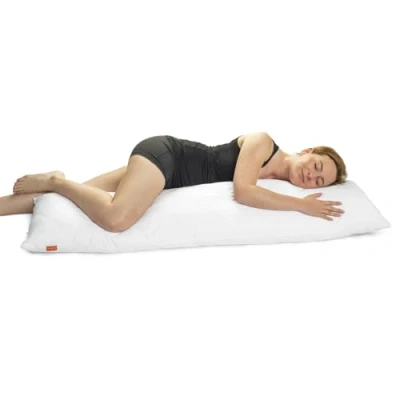 Abbildung von sleepling 190109 Seitenschläferkissen Stillkissen Bodypillow, 100% softe Mikrofaser, Reißverschluss, 1.200 Gramm Füllgewicht mit Füllmengengarantie, 60 Grad, Ökotex, 40 x 145 cm, weiß