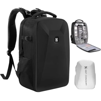 Abbildung von K&amp;F Concept Kamerarucksack Fotorucksack mit Hartschale Kameratasche 15,6 Zoll Laptopfach und Regenschutz, Rucksack für Drohnen