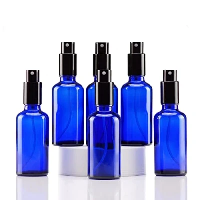 Abbildung von Yizhao Blau Sprühflasche Glas 50ml, Klein mit [Zerstäuber], für Ätherisches Öle,Kosmetik, Apotheker, Reinigung,Aromatherapie, Massage, Haare 6Pcs