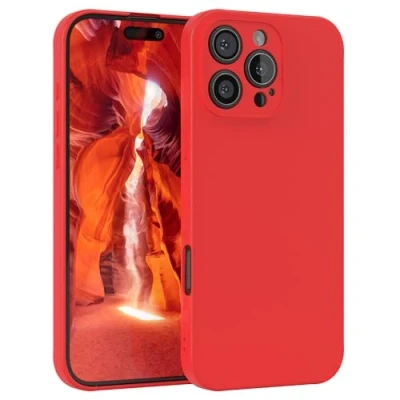 Abbildung von EAZY Case Silikonhülle für iPhone 16 Pro Max Hülle Silikon weich stoßfeste Handyhülle Schutzhülle mit Kameraschutz Dünn Premium Schutz Cover TPU Phone Bumper in Rot
