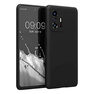 Abbildung von kwmobile Hülle kompatibel mit Xiaomi 11T / Pro weiches TPU Silikon Case Cover geeignet für kabelloses Laden Schwarz