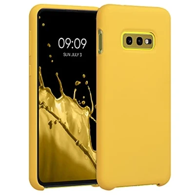 Abbildung von kwmobile Hülle kompatibel mit Samsung Galaxy S10e Silikon Handy Case Handyhülle weiche Oberfläche kabelloses Laden Honiggelb