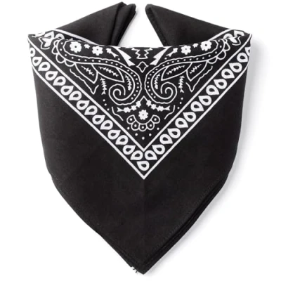 Abbildung von Karl Loven Bandana Schwarz 100% Baumwolle Premium Qualität für Damen Herren Halstuch Kopftuch original Paisley Muster Headwear Haar Schal Ansatz Handgelenk Kopf Biker