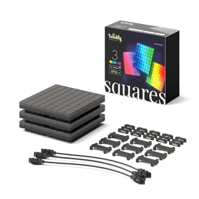 Abbildung von Twinkly Squares Erweiterungsset, RGB LED Paneelen Kit, Enthält 3 Erweiterungspaneele und Verbindungskabel, Kompatibel mit HomeKit, Alexa Google Home, Gaming Streaming Lichter, 16M+ Farben