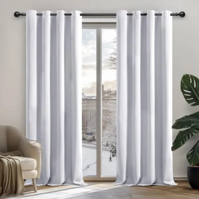 Abbildung von Deconovo Vorhang Blickdichte Gardinen mit Kälteschutz Schlafzimmer Verdunkelungsvorhänge Gardinen, 183x132 cm(HöhexBreite), Silber Grau, 2er Set