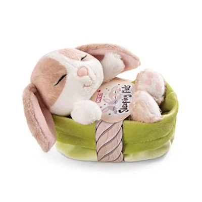 Abbildung von NICI Kuscheltier Hase Cappuccino 12 cm Stofftier aus weichem Plüsch, niedliches Plüschtier im Körbchen zum Kuscheln und Spielen, für Kinder &amp; Erwachsene, 48709, tolle Geschenkidee
