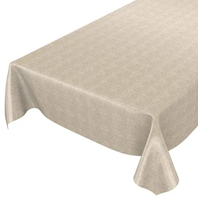 Abbildung von ANRO Wachstuchtischdecke Wachstuch Wachstischdecke Tischdecke Wachstuchdecke Beige Leinenoptik 220x140cm