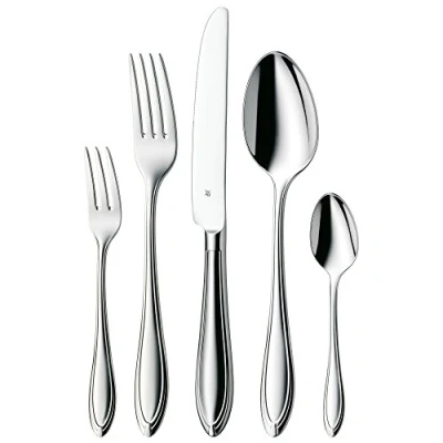 Abbildung von WMF Verona Besteckset, 12 Personen, 60 teilig, Monobloc Messer, Cromargan Edelstahl poliert, glänzend, spülmaschinengeeignet