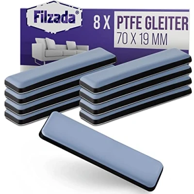 Abbildung von Filzada® 8X Teflongleiter Selbstklebend 70 x 19 mm (eckig) Profi Möbelgleiter/Teppichgleiter PTFE (Teflon)