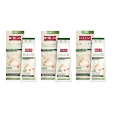 Abbildung von 3x Knoblauch Shampoo 500 ml Bioblas, Geruchlos, Anti Haarausfall Frauen und Männer Megapack