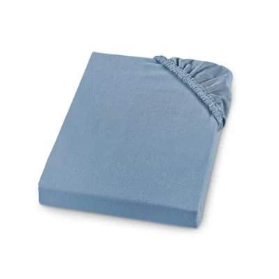 Abbildung von sleepling Biber Spannbetttuch, Feinbiber Spannbettlaken, Made in Germany, 100% Baumwolle, Matratzen bis 23 cm Höhe, Rundum Gummizug, Ökotex, waschbar 60 Grad, 120 x 200, hellblau