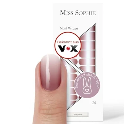 Abbildung von Miss Sophie Nagelfolie Rosy Love Farbverlauf, Nudetöne, Nail Wraps 24 ultra dünne selbstklebende langanhaltende Nagelfolien