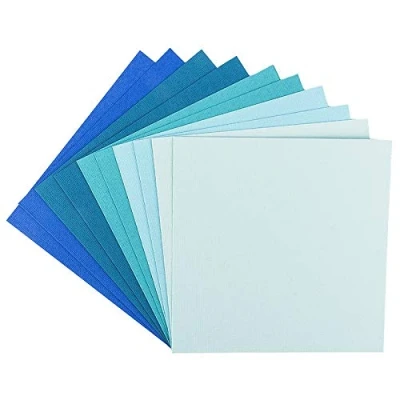 Abbildung von Ideen mit Herz Grußkarten Set 10 farbige Karten &amp; weiße Umschläge edle Leinen Optik bunt blanko für liebe Glückwünsche zum Geburtstag, Hochzeit, uvm. (Mint /Blautöne, 16 x cm)
