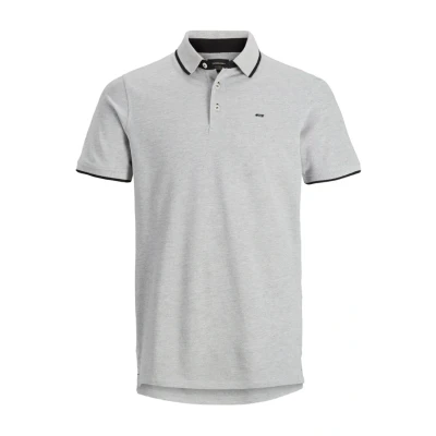 Abbildung von Jack &amp; Jones Herren Slim Fit Polo Shirt JJEPAULOS Uni Sommer Hemd Kragen Kurz Arm Basic Pique Cotton, Farben:Grau 2, Größe:XL