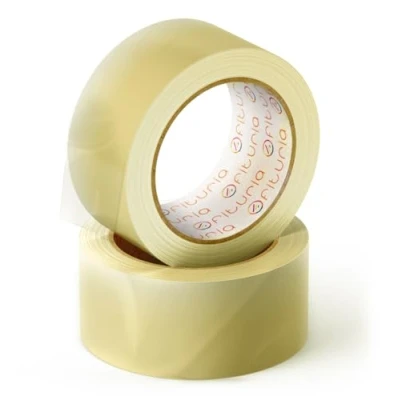Abbildung von OFITURIA Transparentes Packband zum Verpacken von Kartons für Versand und Umzug. Siegel sichere widerstandsfähige Verpackungen (36 cms x 60 mts Transparente, 2 Rollos)