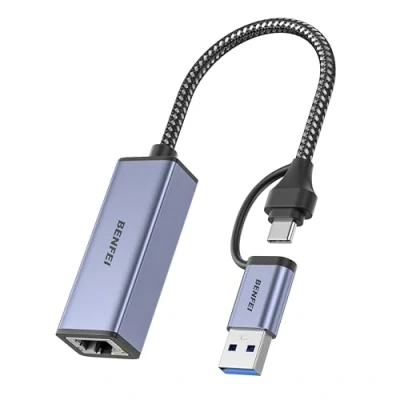 Abbildung von BENFEI USB Ethernet Adapter 1000Mbps, auf RJ45 Gigabit LAN Netzwerkadapter Kompatibel für MacBook Surface Pro Notebook PC mit Windows 11/10/8.1/8/7/XP/Vista, Mac OS
