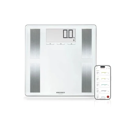 Abbildung von Soehnle Shape Sense Connect 100 Körperfettwage mit Bluetooth, Personenwaage plus App, Körperfettanalysewaage für BIA Premium Körperanalyse, Körperfettwaage App und großem LCD Display