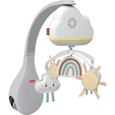 Abbildung von Fisher Price HBP40 Regenbogen Mobile für Babybett, Tisch Spieluhr und Babys Kleinkinder, Spielmobile Baby,