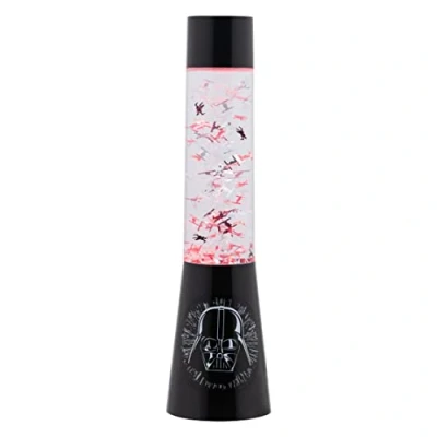Abbildung von Star Wars Darth Vader Glitzer Flüssigkeitsfluss Lampe mit schwebenden Raumschiffen Offiziell lizenziertes Disney Merchandise, Schlafzimmer Nachtlicht, Gaming Raum Deko