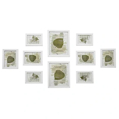 Abbildung von SONGMICS Bilderrahmen 10er Set, für 2 Fotos in 20 x 25 cm, 4 13 18 10 15 Kunststoffscheibe, MDF, wolkenweiß RPF310W