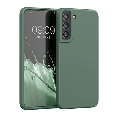 Abbildung von kwmobile Hülle kompatibel mit Samsung Galaxy S22 Plus Silikon Handy Case Handyhülle weiche Oberfläche kabelloses Laden Tannengrün