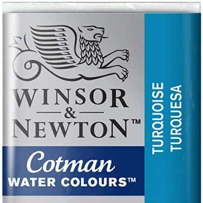 Abbildung von Winsor &amp; Newton 0301654 Cotman Aquarellfarbe mit guter Transparenz, hervorragender Tönungsstärke und guten Maleigenschaften, Wasserfarbe im 1/2 Napf Türkis