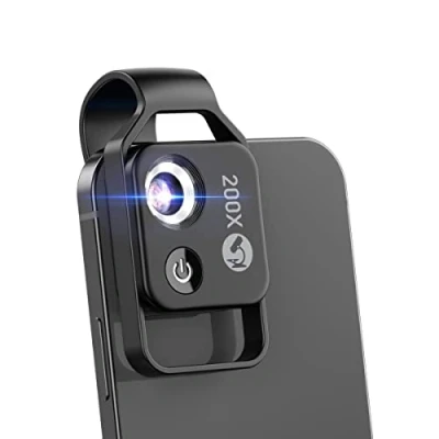 Abbildung von Evil eye 200 x Telefonmikroskop für Kinder Mini Mikroskop mit CPL 2 Helligkeitsmodi Keine App erforderlich Microworld
