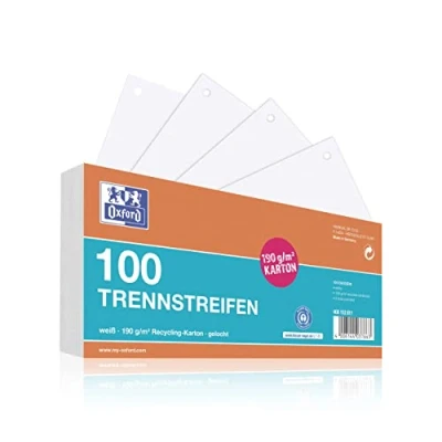 Abbildung von Oxford Trennstreifen, aus Karton, gelocht, 190 g/m², Weiss, 100 Stück