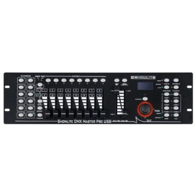 Abbildung von Showlite Master Pro 192 Kanal DMX Controller (zur professionellen Lichtsteuerung, USB Anschluss zur Datenspeicherung, max. 240 Szenespeicher, Midi Input: 5 pol Standard Interface)