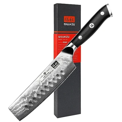 Abbildung von SHAN ZU Kochmesser Nakiri Küchenmesser Profi Messer 16.5 cm Allzweckmesser Damaskus Edelstahl Extra Scharfe Messerklinge mit ergonomischer Griff Exquisiter Geschenkverpackung