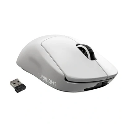 Abbildung von Logitech G PRO X SUPERLIGHT kabellose Gaming Maus mit HERO 25K Sensor, Ultra leicht 63g, 5 programmierbare Tasten, 70 Stunden Akkulaufzeit, Zero Additive PTFE Feet, PC/Mac Weiß