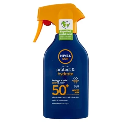Abbildung von NIVEA SUN Maxi Sonnenschutzspray Protect &amp; Hydrate LSF 50+ in 270 ml Sprühflasche, feuchtigkeitsspendende Sonnencreme für 48h, mit biologisch abbaubarer Formel