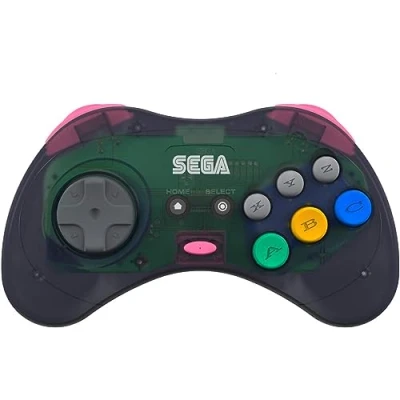 Abbildung von Retro Bit Official Sega Saturn 2.4Ghz Wireless Arcade Pad for Mega Drive MINI Console, PC, Switch, macOS, Playstation 3, Steam, RetroPie, Raspberry Pi (Slate Grey)