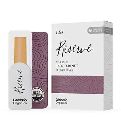 Abbildung von D&#039;Addario Organisch Reserve Bb Klarinettenblätter Rohrblätter für Klarinette Das erste und einzige Bio Schilfrohr 4.0 Stärke, 10 Packung
