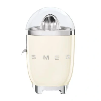 Abbildung von SMEG, Elektrische Zitruspresse CJF11CREU, tropfsicherer Auslauf und Universalkegel, rutschfeste Stellfüße, Filtersieb Presskegel aus Edelstahl, 70 W, Creme
