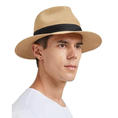 Abbildung von Zylioo Stroh Sonnenhut Kleine Kopf,UV Schutz Fedora Strohhut Größen,Strandhut Sommerhut Größe S für Sommer Urlaub