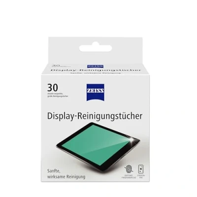Abbildung von ZEISS Display Reinigungstücher alkoholfrei 30 Stück zur sicheren &amp; effektiven Reinigung optischer Flächen jedes Tuch einzeln verpackt ideal für unterwegs oder auf Reisen
