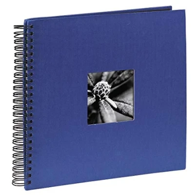 Abbildung von Hama Fotoalbum Jumbo 36x32 cm (Spiral Album mit 50 schwarzen Seiten, Fotobuch Pergamin Trennblättern, zum Einkleben und Selbstgestalten) blau